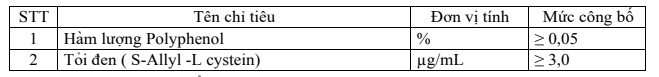 hàm lượng tỏi đen